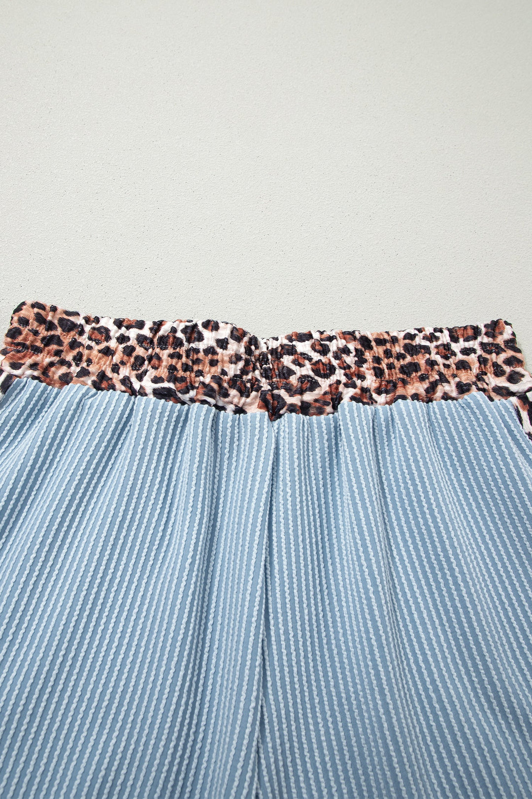 Leopard Trim Corded Top &amp; Shorts Set
