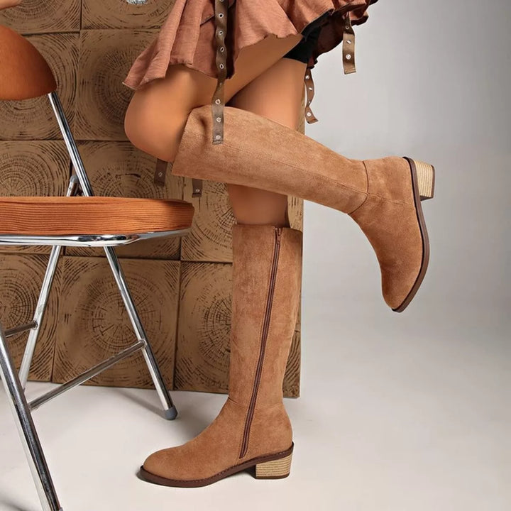 Knee-High Suede Block Heel Boots