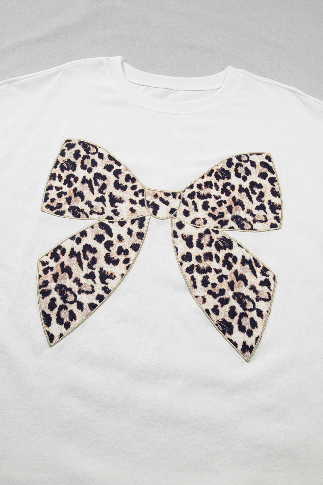 Aliya Leopard Bow Embroidered Plus Size Tee