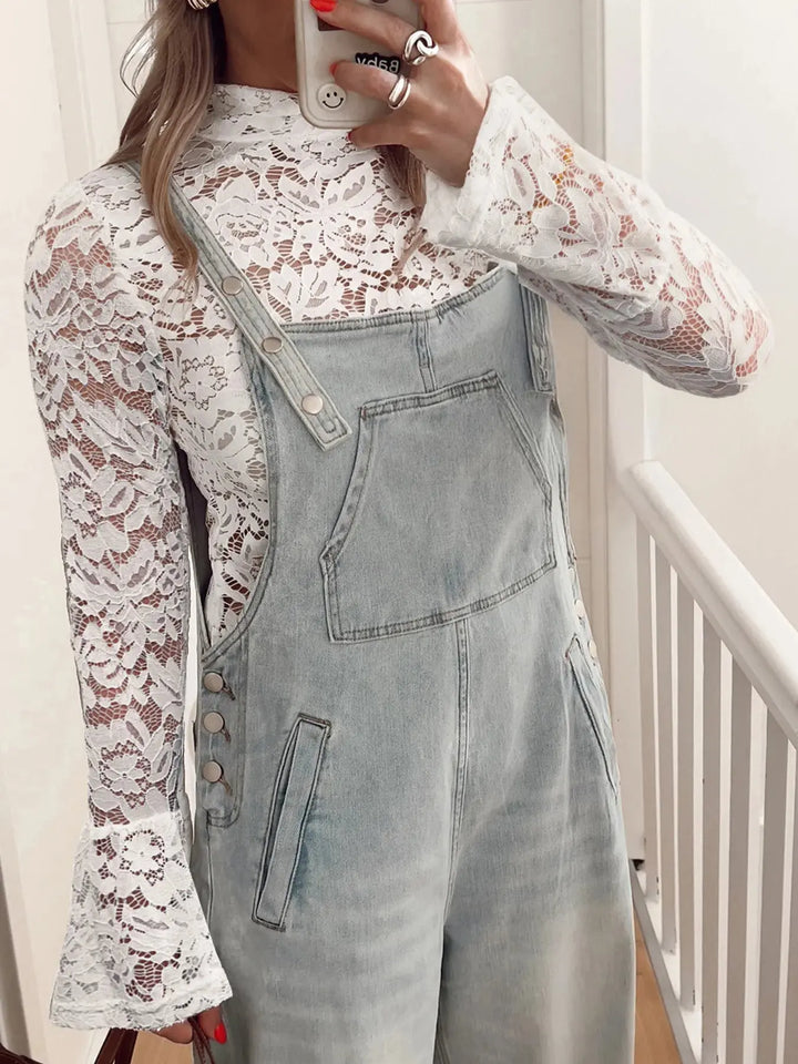 Lace Crochet Bell Sleeve  Blouse