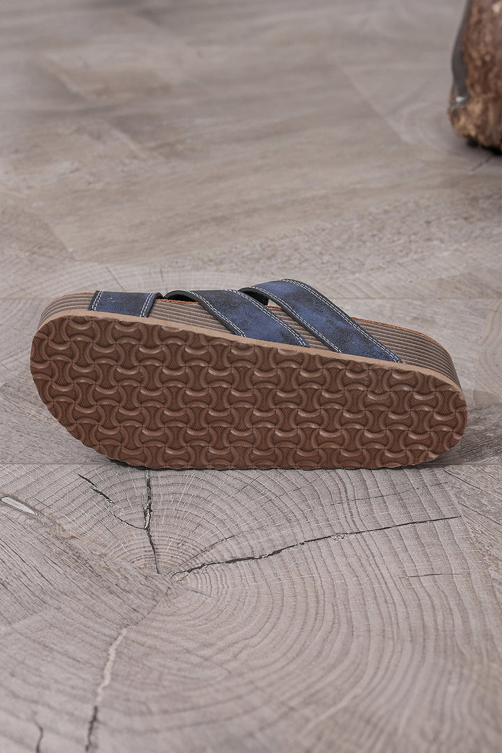 Kayla Retro Platform Wedge Slippers | Faux Suede Slip-On Sandals