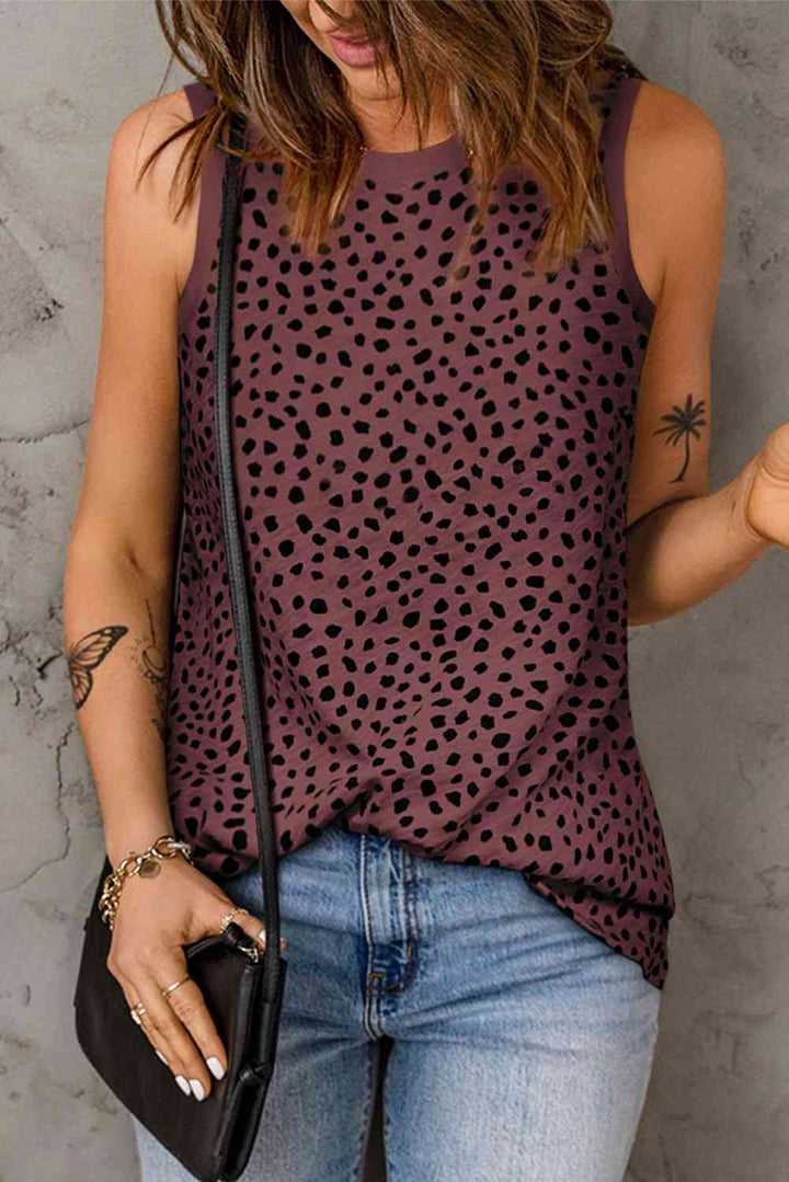 Printed Round Neck Tank Top | Casual Summer Essential in 5 Colors