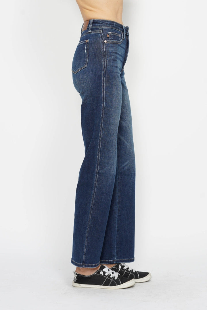 Judy Blue Tummy Control Straight Leg Jeans | Washed Denim