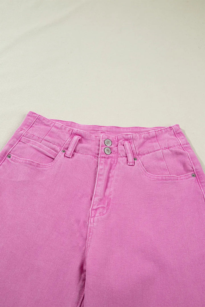 Double Button High Waist Wide Leg Jeans