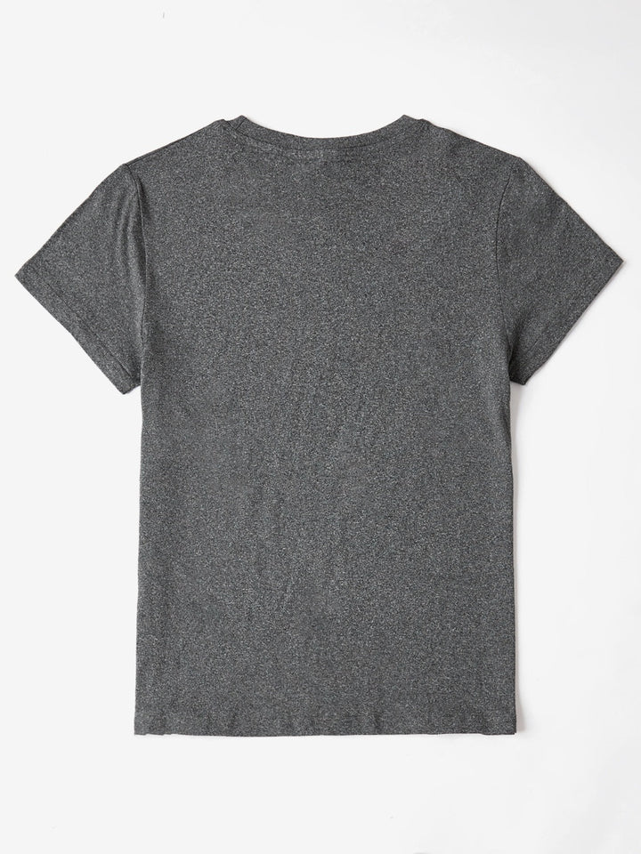 Letter Graphic Tee | Round Neck Short Sleeve Top in 3 Colors
