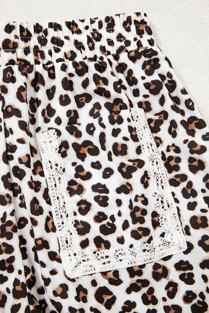 Leopard Print Jogger Pants with Elastic Waist &amp; Side Stripe