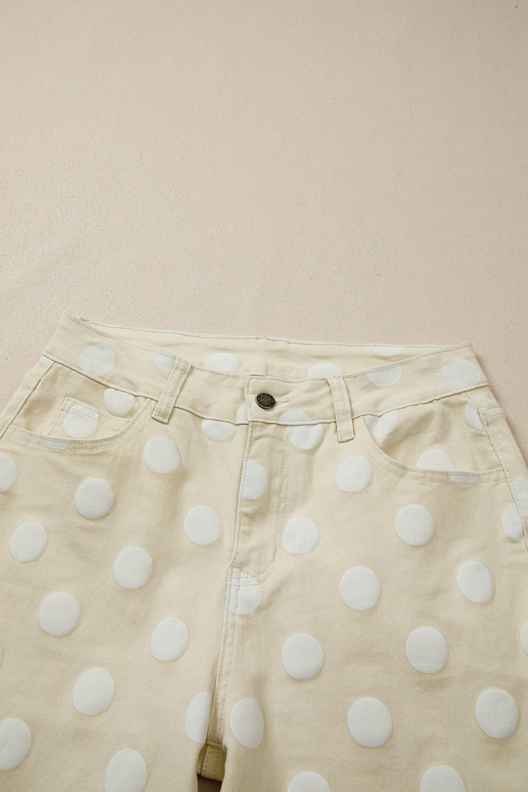Daleyza Polka Dot Raw Hem High-Waist Shift Jeans