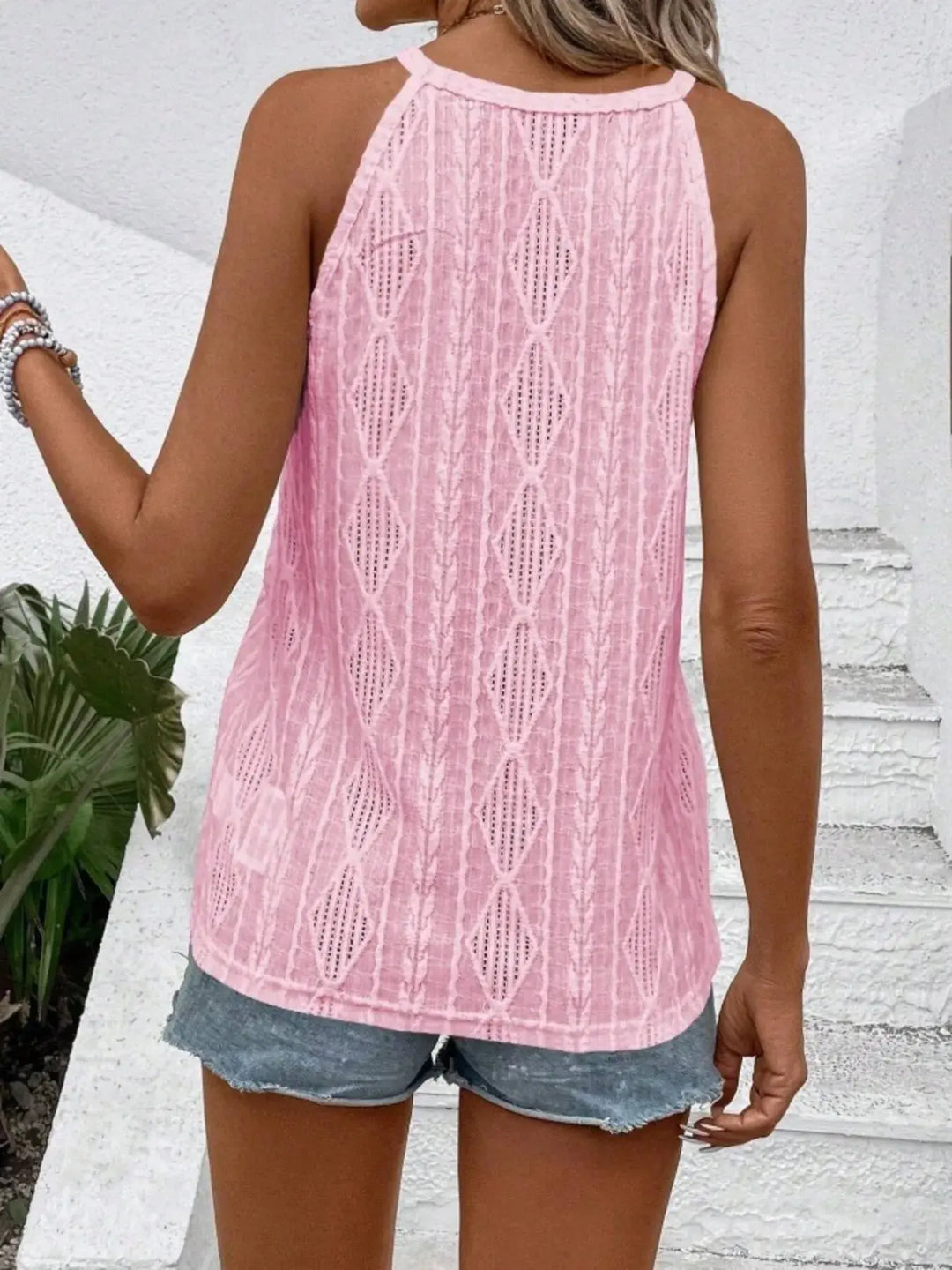 Eyelet Textured Tank Top