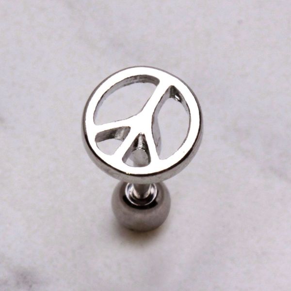 Peace Sign Cartilage Earring | 316L Surgical Steel | Mirror Polish