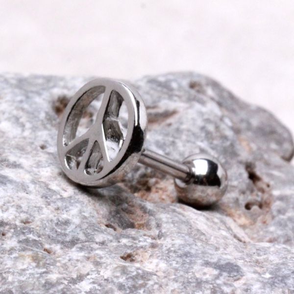 Peace Sign Cartilage Earring | 316L Surgical Steel | Mirror Polish