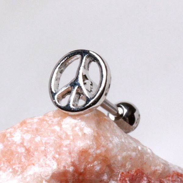 Peace Sign Cartilage Earring | 316L Surgical Steel | Mirror Polish