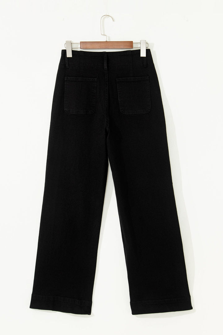 Double Button High Waist Wide Leg Jeans