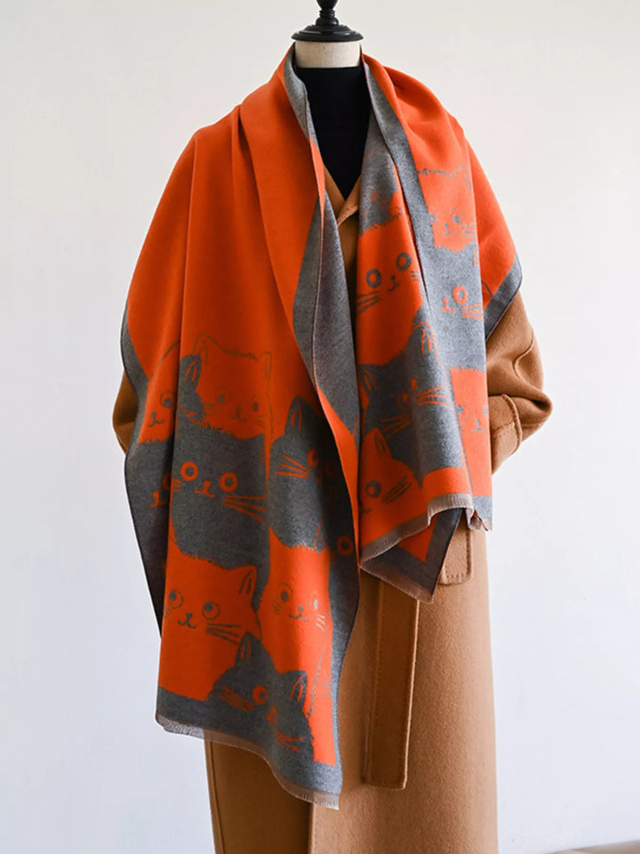 Whisker Wishes Cat Pattern Scarf