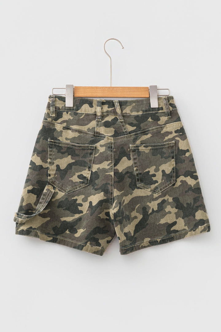 Camo High Waisted Denim Shorts