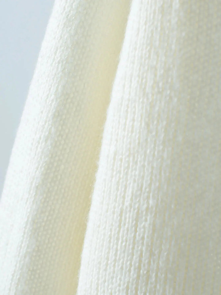 White Ribbed Knit Boat Neck Sweater