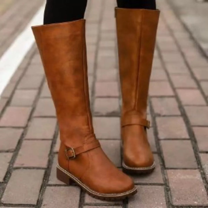 Round-Toe Block Heel Boots
