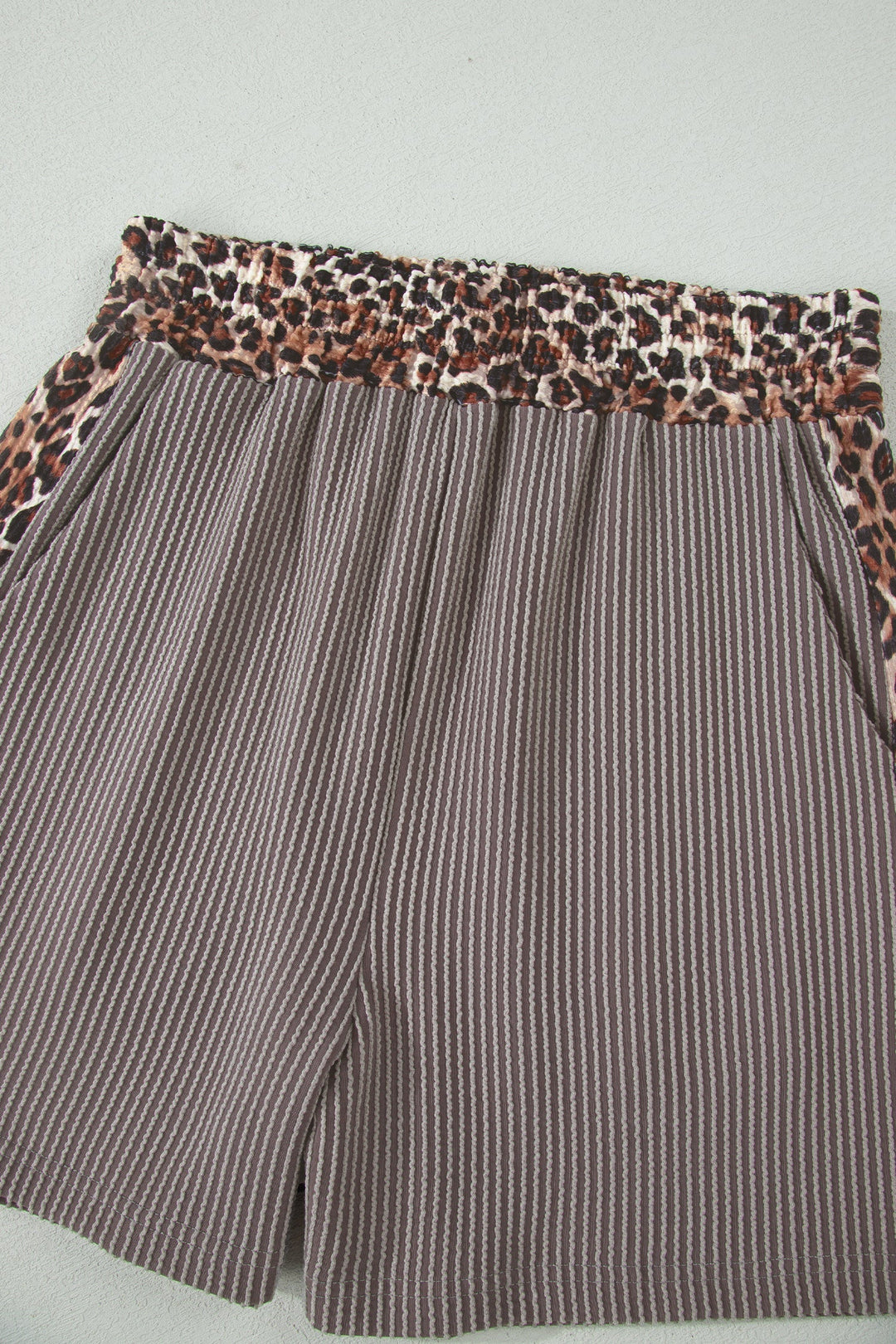 Leopard Trim Corded Top &amp; Shorts Set