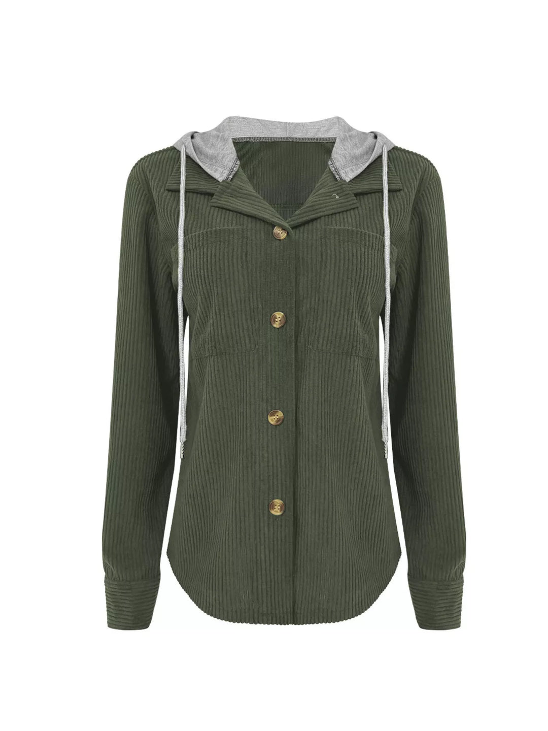 Trailside Charm Hooded Corduroy Button-Down Jacket