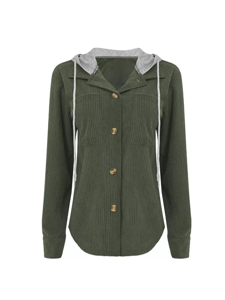 Trailside Charm Hooded Corduroy Button-Down Jacket