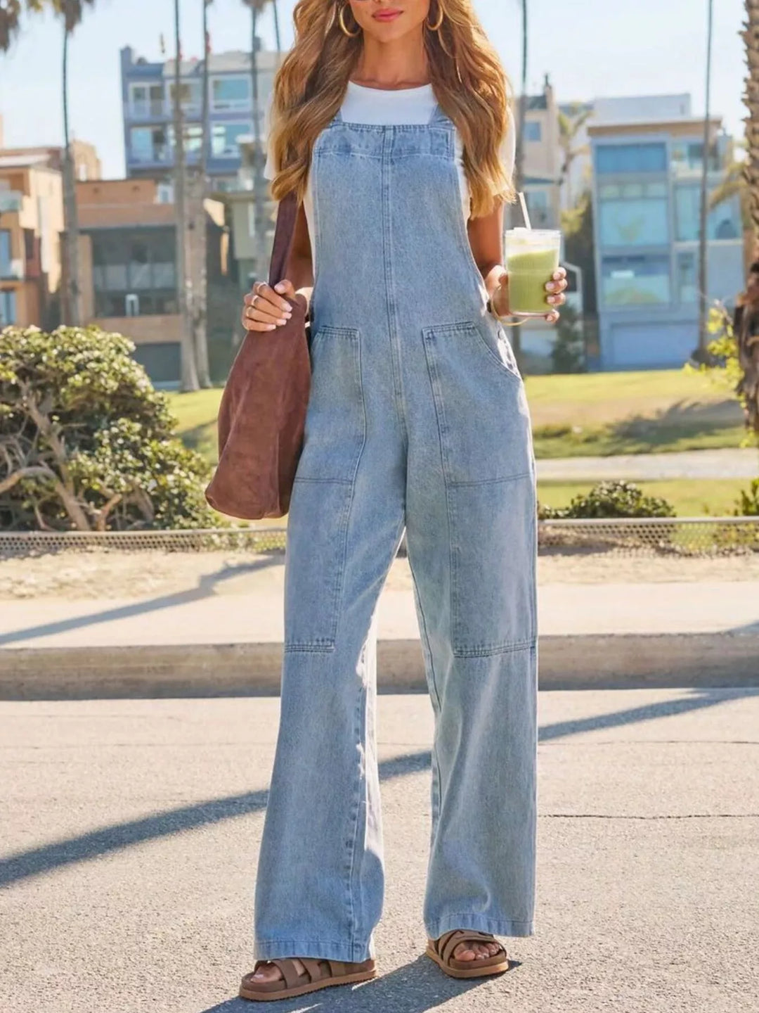 Coastal Wide Leg Denim Overalls