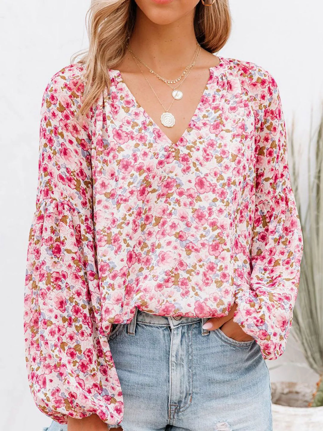 Meadow Long Sleeve Floral Blouse