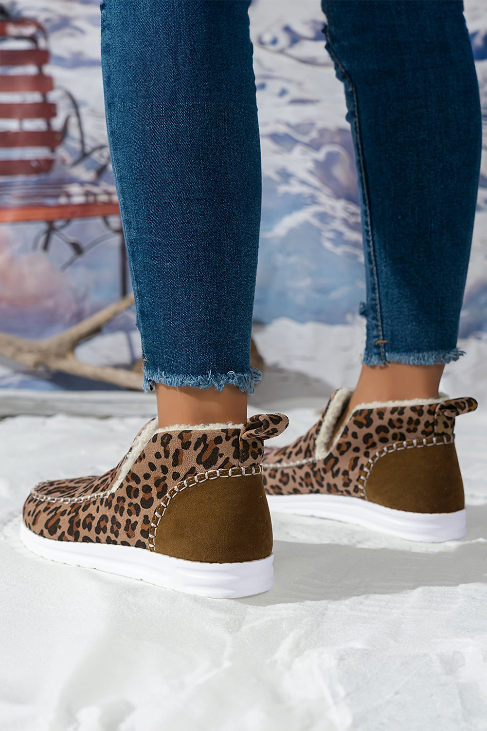 Sofia Leopard Print Fur-Lined Slip-On Winter Boots