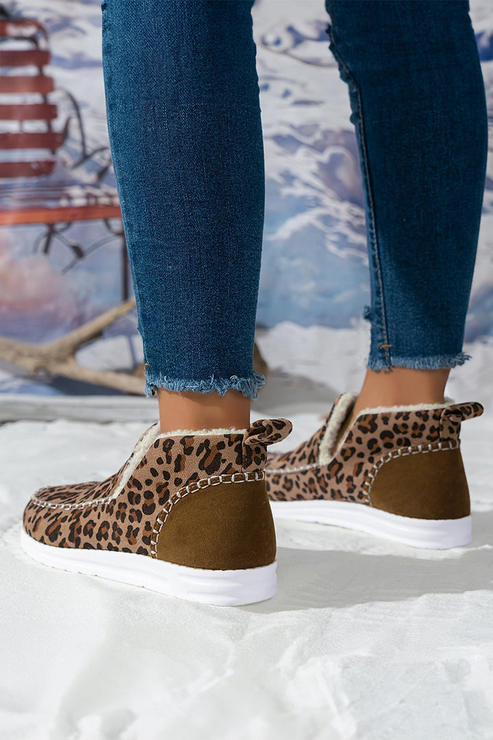 Sofia Leopard Print Fur-Lined Slip-On Winter Boots
