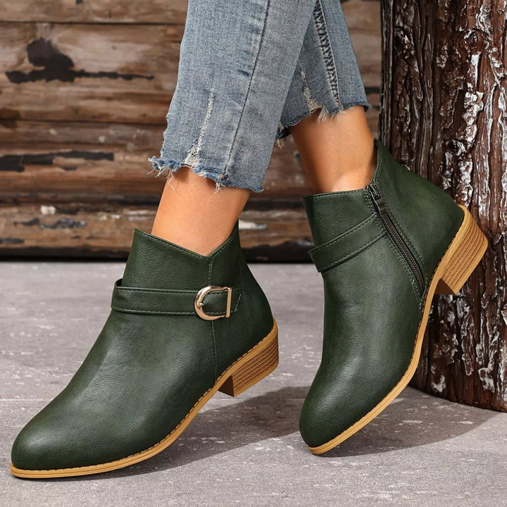 Pointed Toe Block Heel Ankle Boots