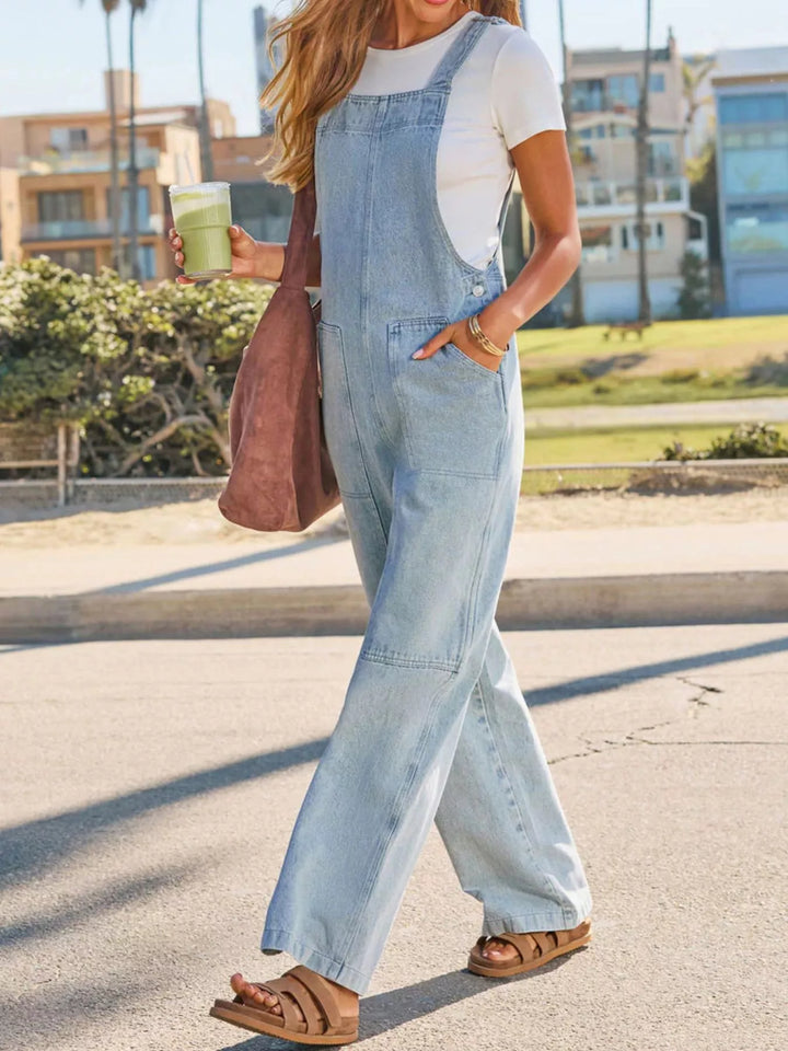 Coastal Wide Leg Denim Overalls