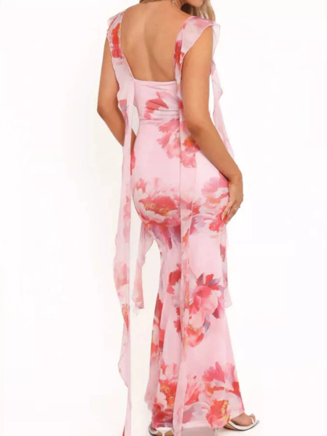 Floral Print Ruffle Maxi Dress