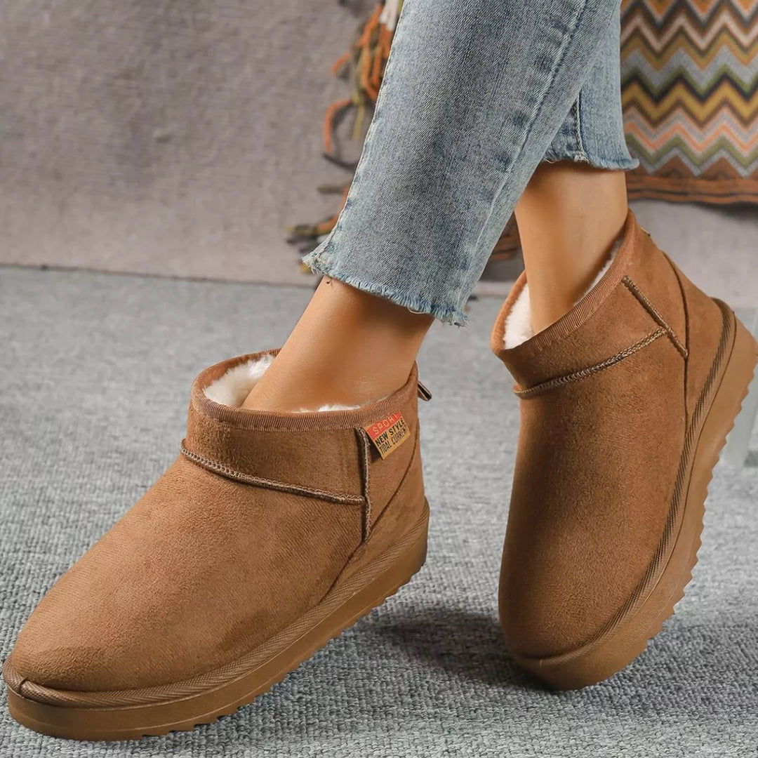Suede Round-Toe Platform Boots