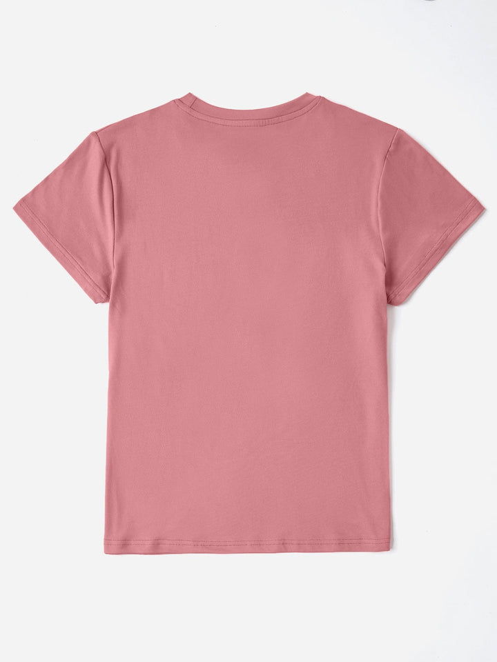 Letter Graphic Tee | Round Neck Short Sleeve Top in 3 Colors