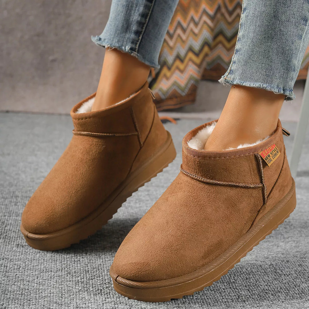 Suede Round-Toe Platform Boots