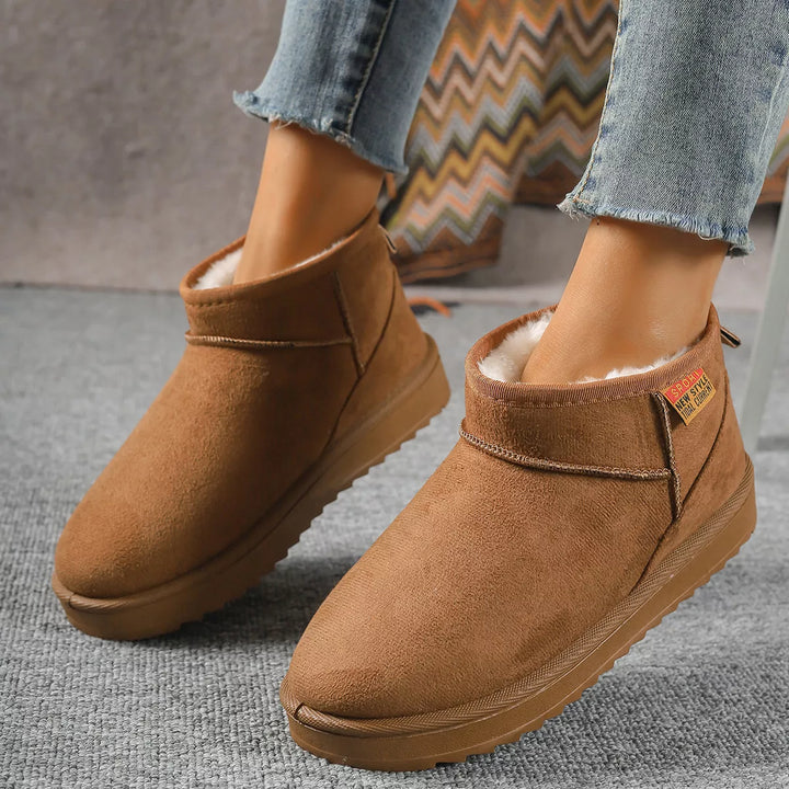 Suede Round-Toe Platform Boots
