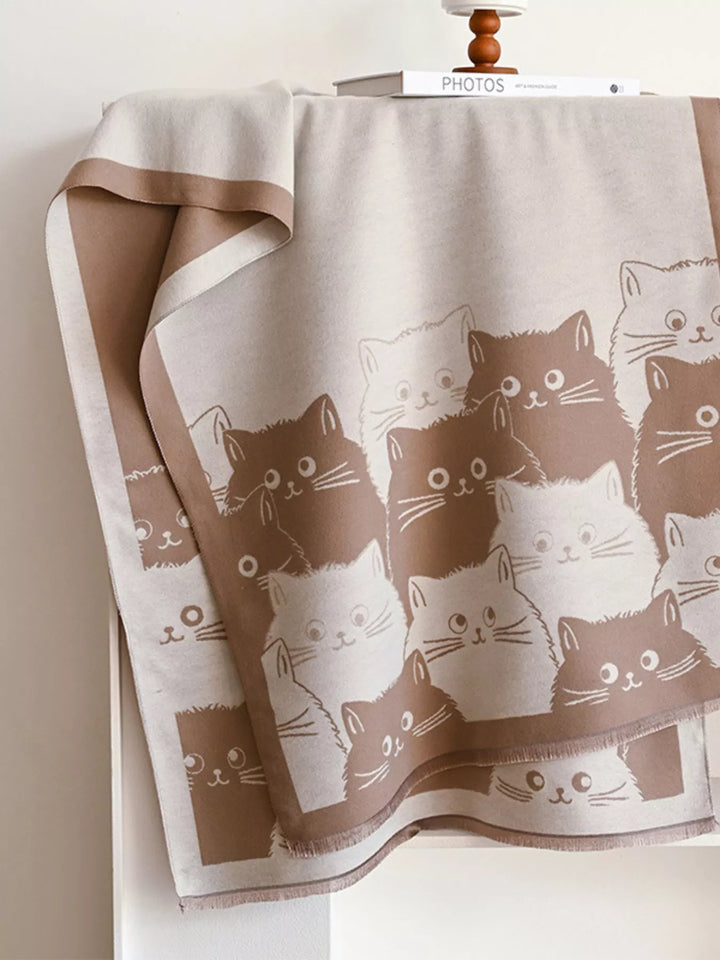 Whisker Wishes Cat Pattern Scarf