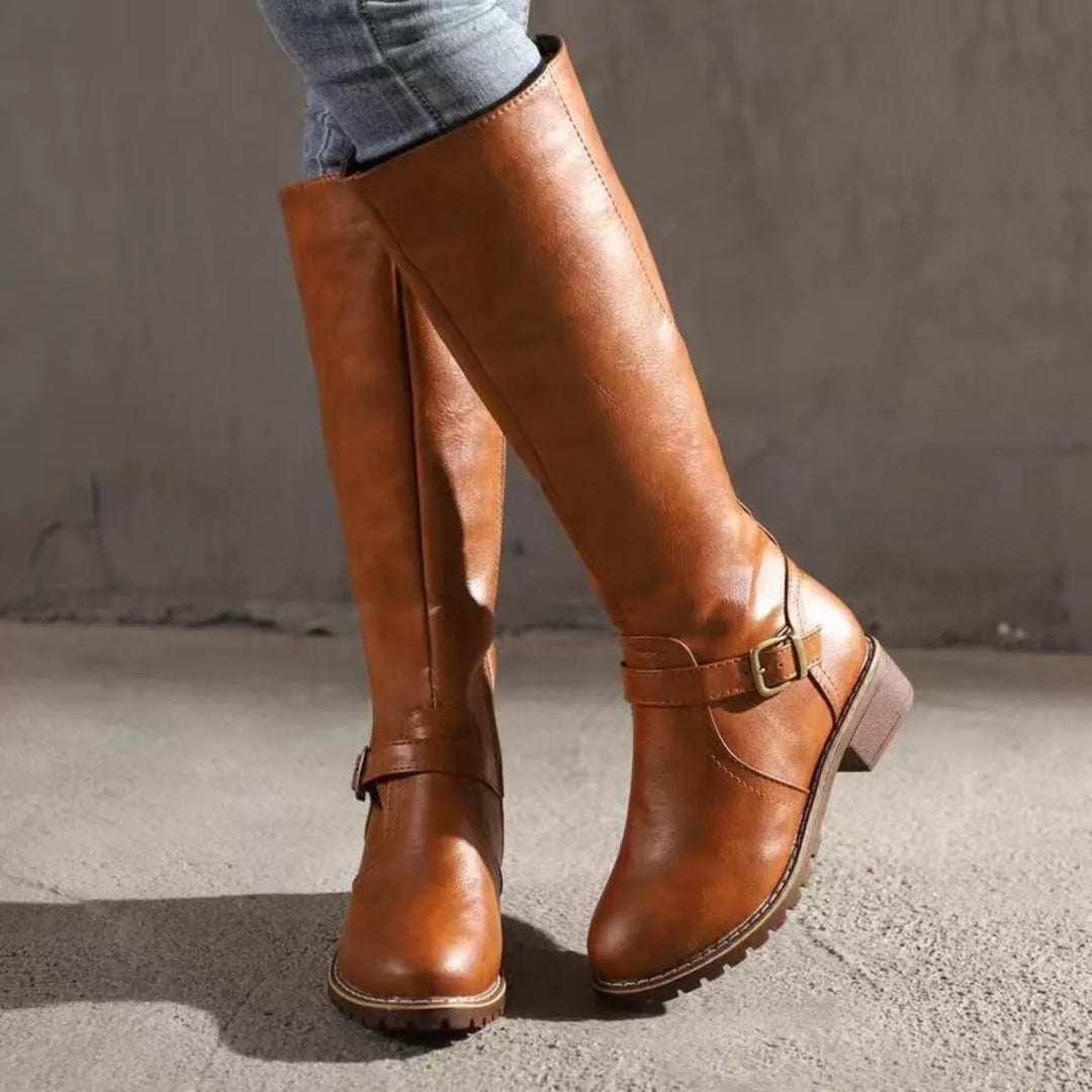 Round-Toe Block Heel Boots