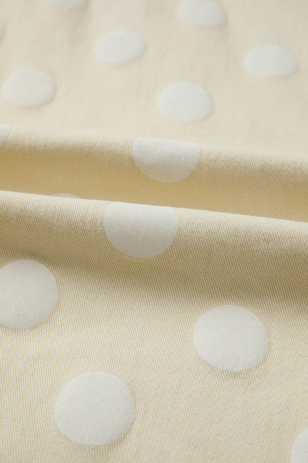 Polka Dot Denim Raw Hem High Waist Jeans