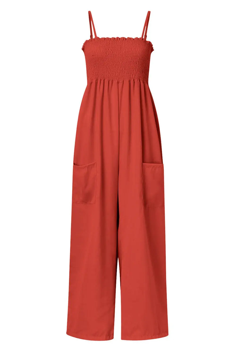 Smocked Spaghetti Strap Wide-Leg Jumpsuit