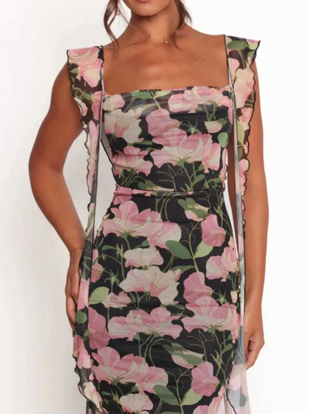 Floral Print Ruffle Maxi Dress