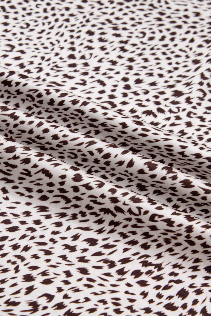 Cheetah Print Lace Trim High-Split Maxi Skirt
