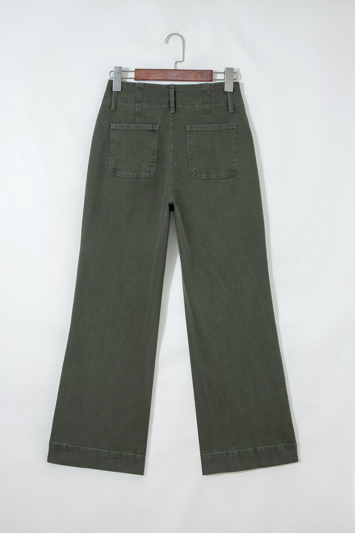 Double Button High Waist Wide Leg Jeans