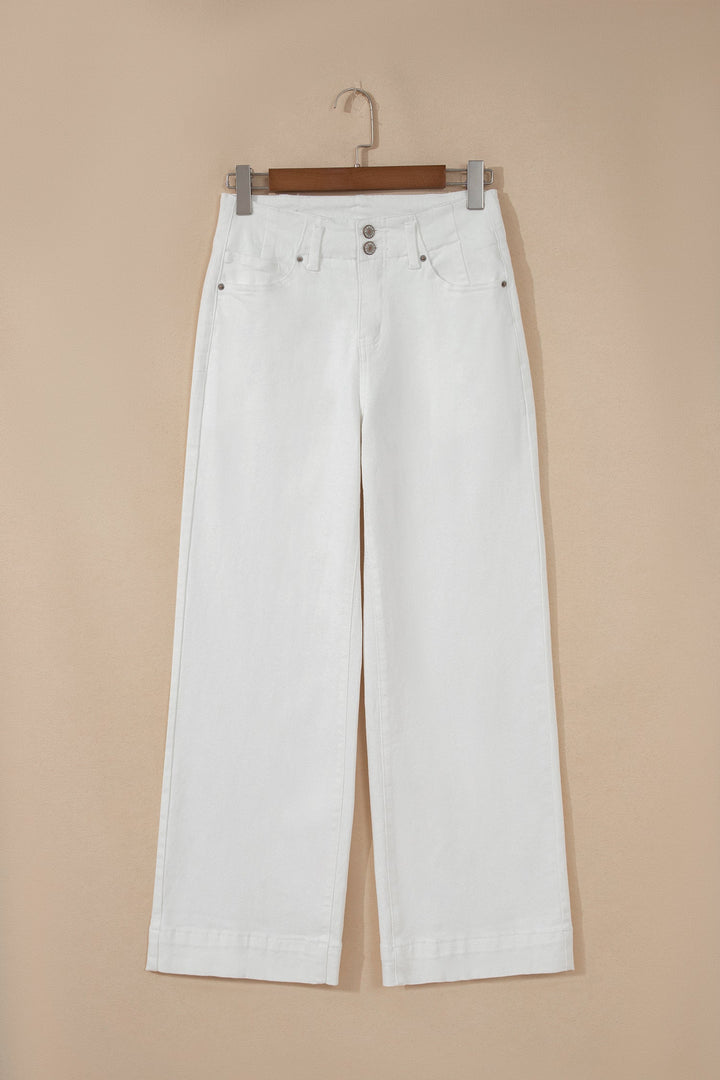 Double Button High Waist Wide Leg Jeans