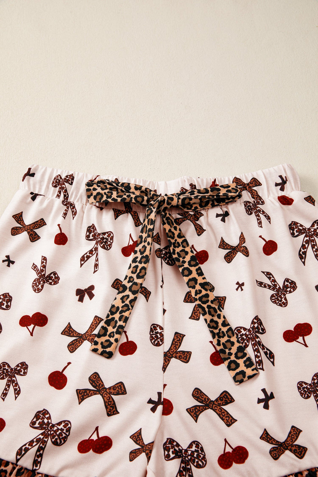 Della Cherry Bow Patchwork Pajama Lounge Set