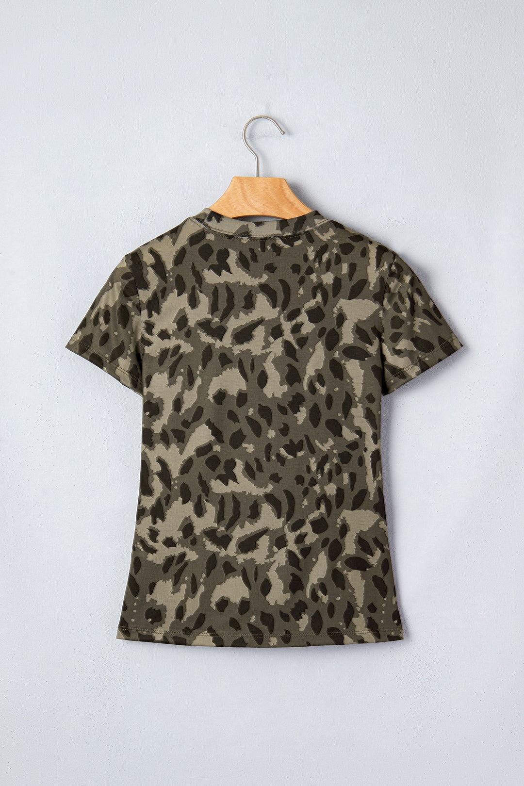 Leopard Print Mock Neck Slim Tee | Retro Western Boho Top