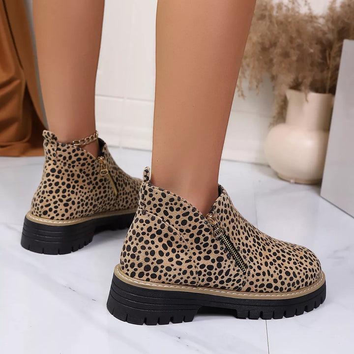 Wild at Heart Leopard Print Zip Ankle Boots