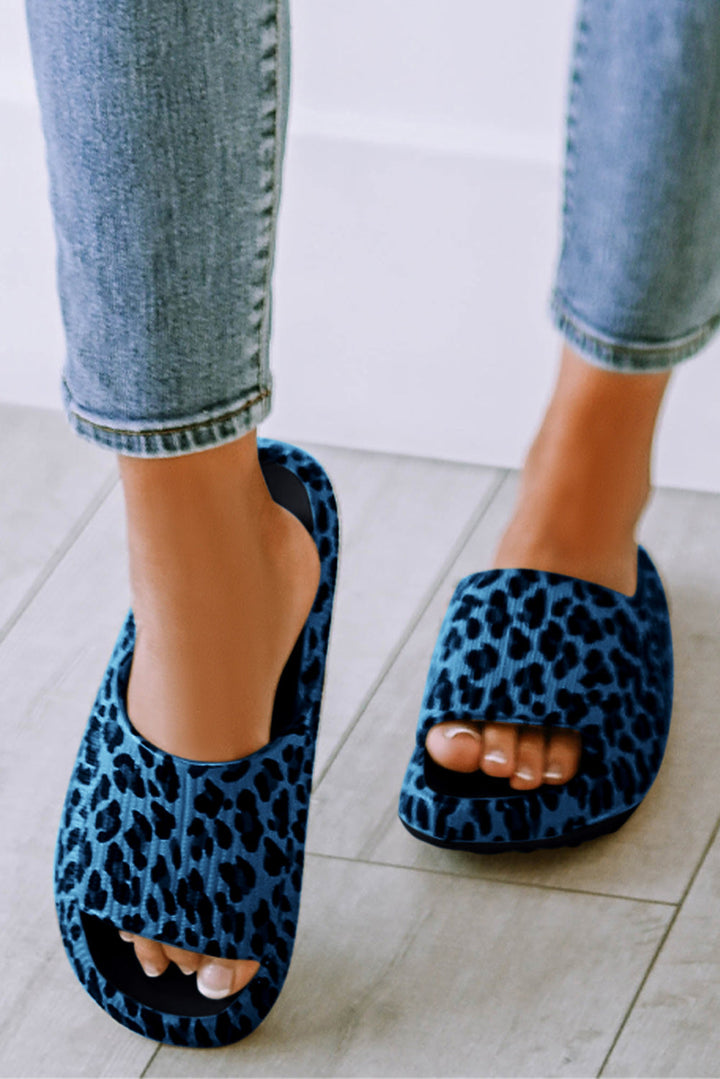 Bellamy Leopard Ribbed Thick Sole Slip-On Slippers