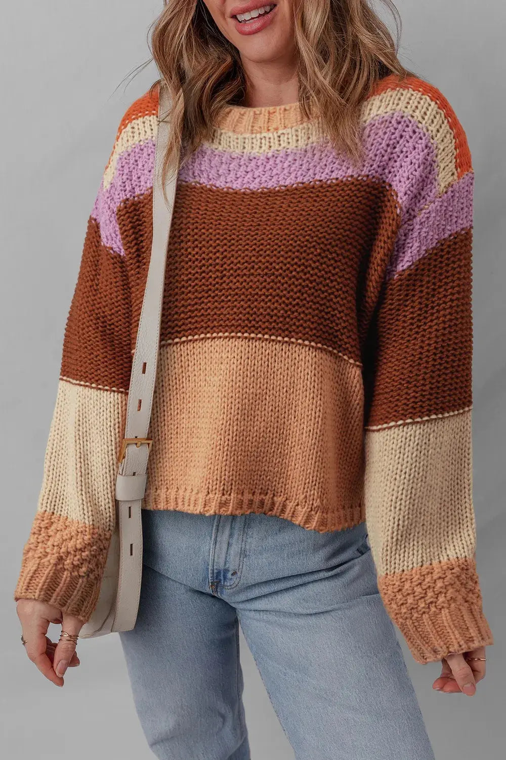 Golden Hour Striped Colorblock Sweater