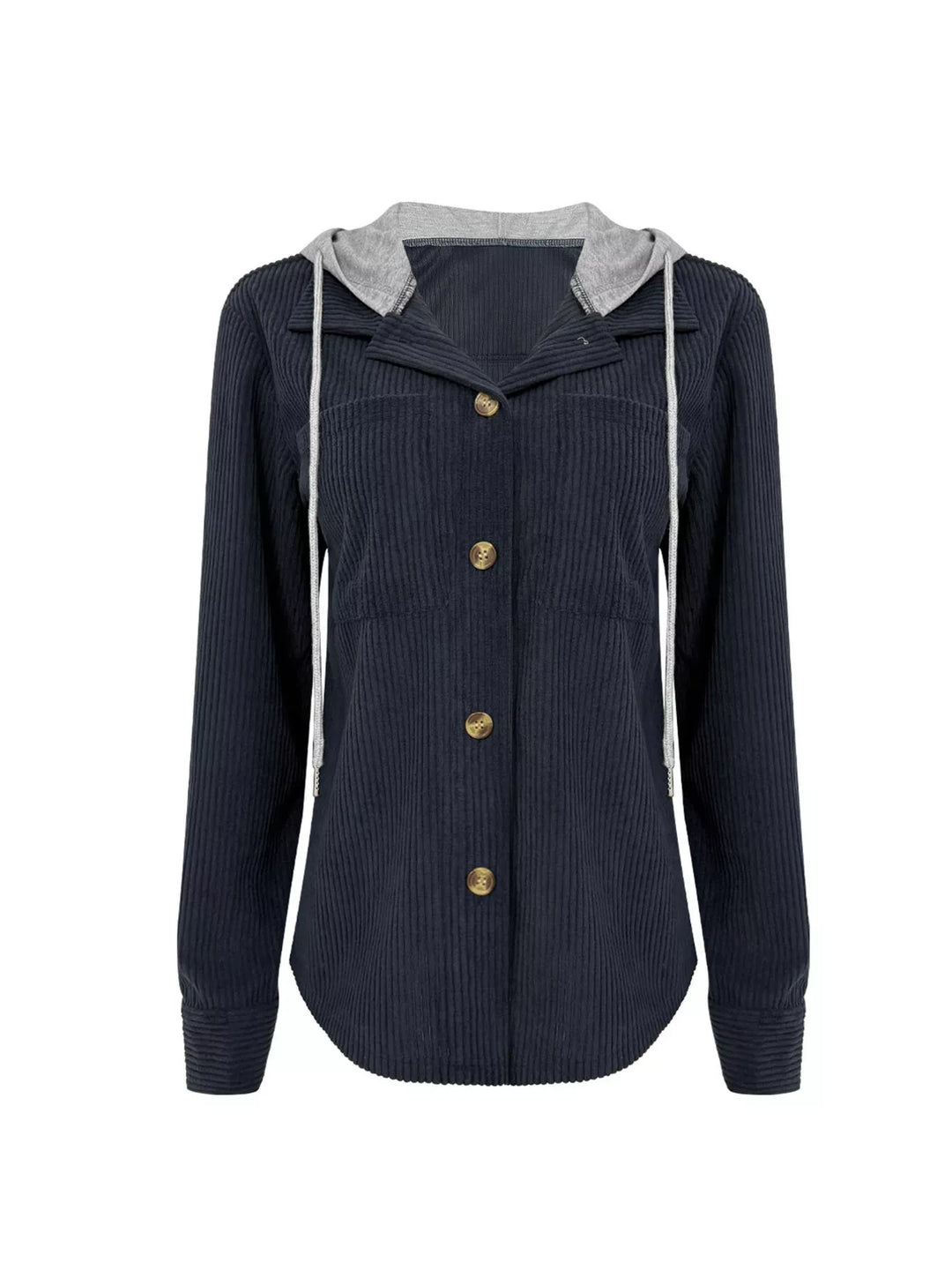 Trailside Charm Hooded Corduroy Button-Down Jacket