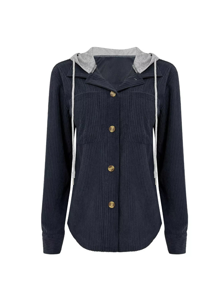 Trailside Charm Hooded Corduroy Button-Down Jacket