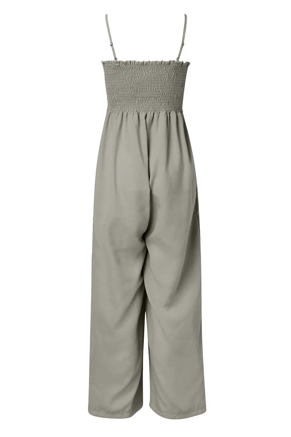 Smocked Spaghetti Strap Wide-Leg Jumpsuit
